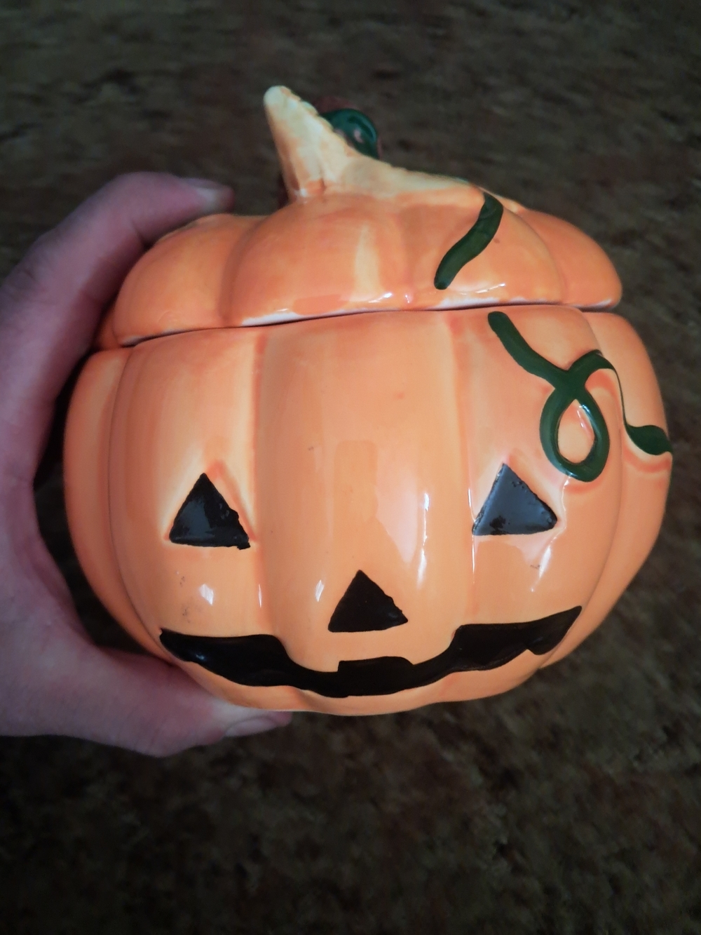 Royal Norfolk Orange Pumpkin Jack-O'-Lantern Ceramic Container